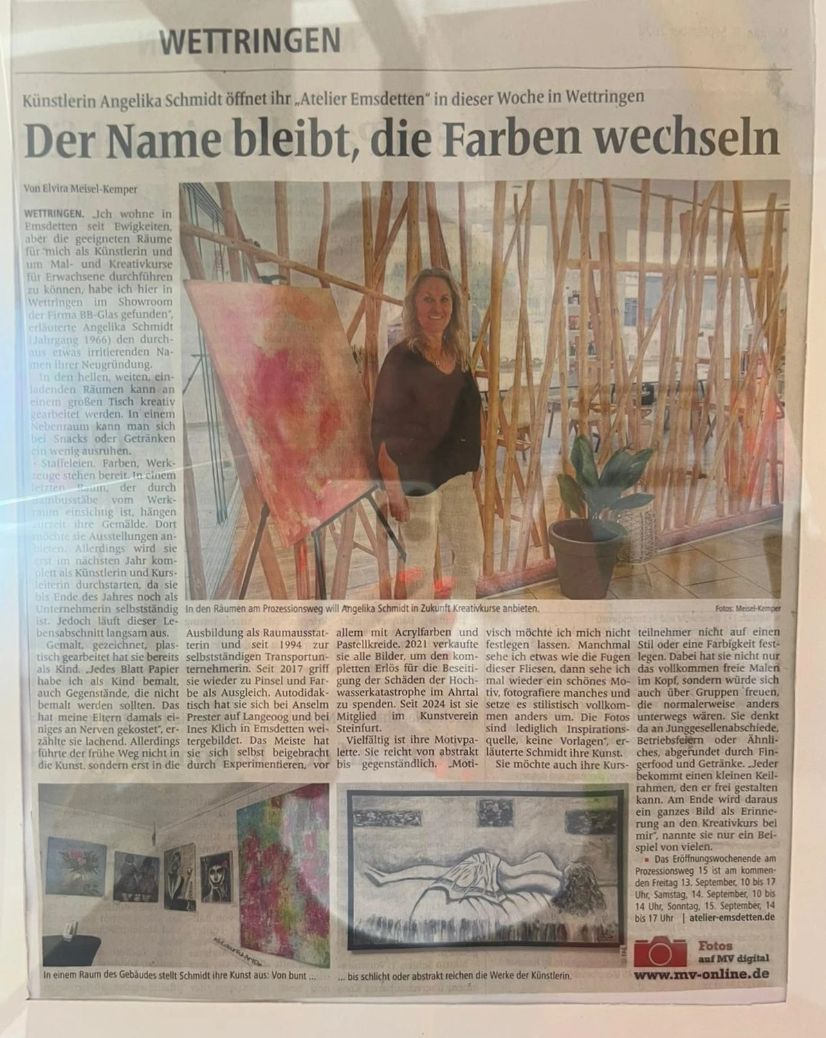Atelier Angelika Schmidt - Presse/Publikationen, 2024, 2024, Der Name bleibt die Farben wechseln , Wettringen, Deutschland
