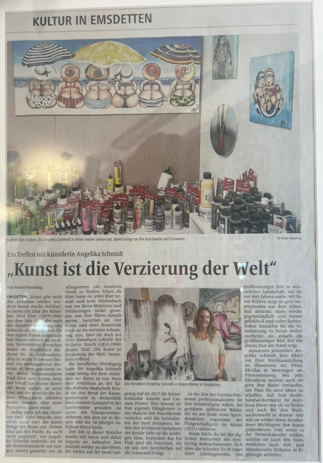Atelier Angelika Schmidt - Presse/Publikationen, Kultur in Emsdetten, Deutschland