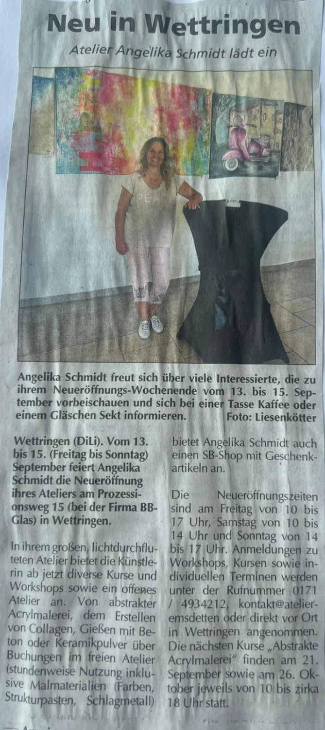 Atelier Angelika Schmidt - Presse/Publikationen, 2024, Neu in Wettringen , Deutschland