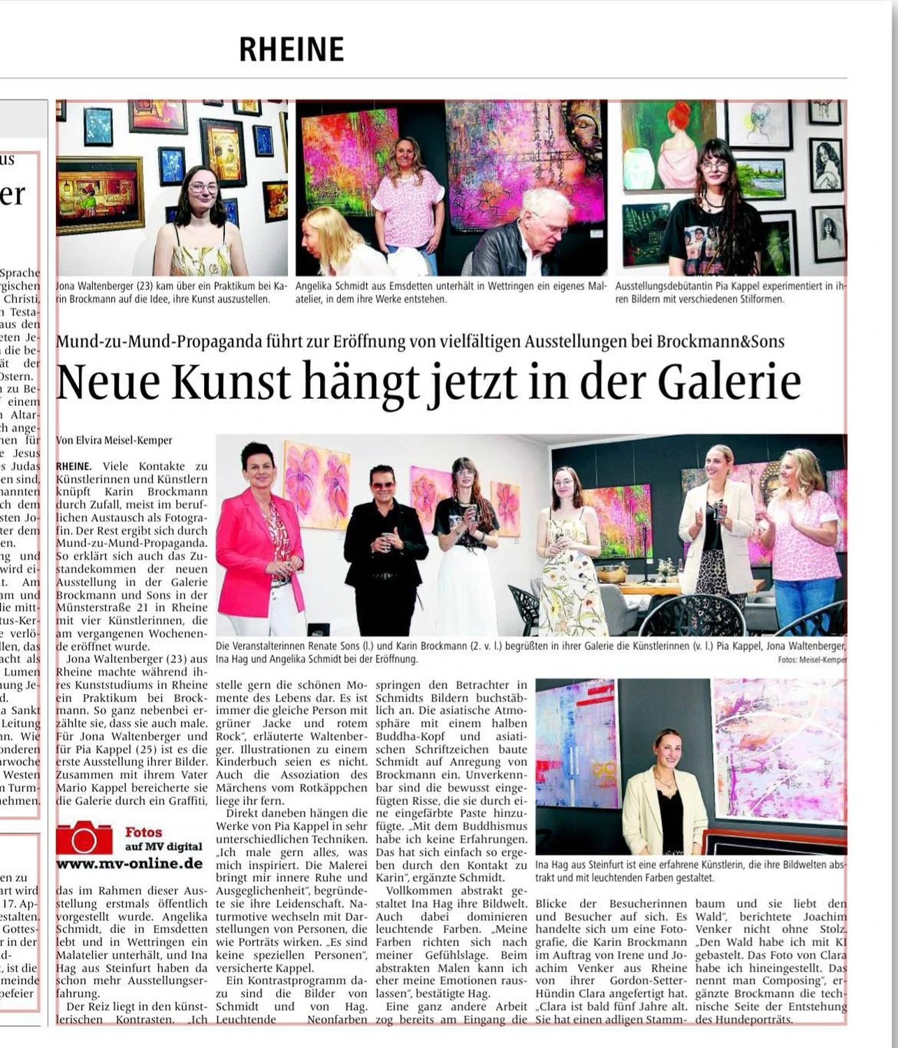 Atelier Angelika Schmidt - Presse/Publikationen, 2025, Neue Kunst hängt bei Brockmann & Sons, Rheine , Deutschland 