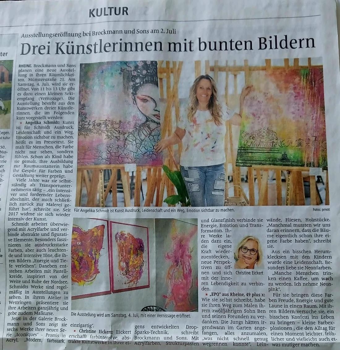 Atelier Angelika Schmidt - Presse/Publikationen, 2026, Ausstellung Brockmann & Sons, Rheine, Deutschland
