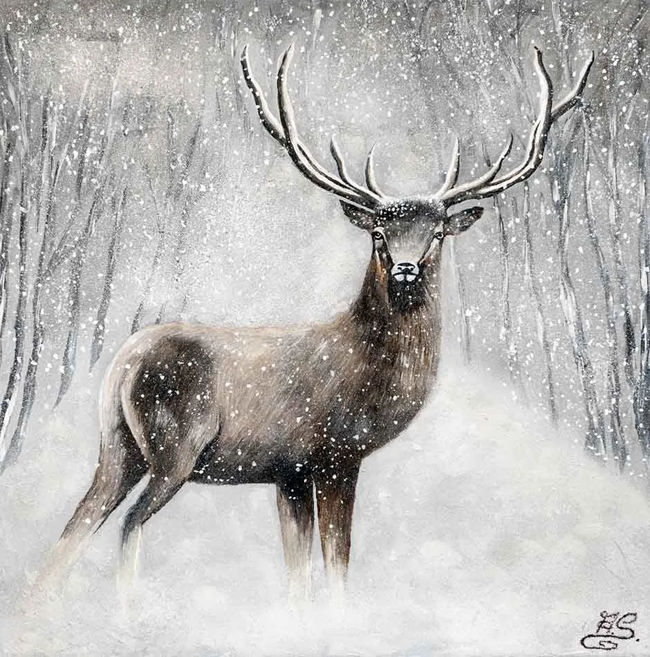Atelier Angelika Schmidt - Hirsch im Schnee